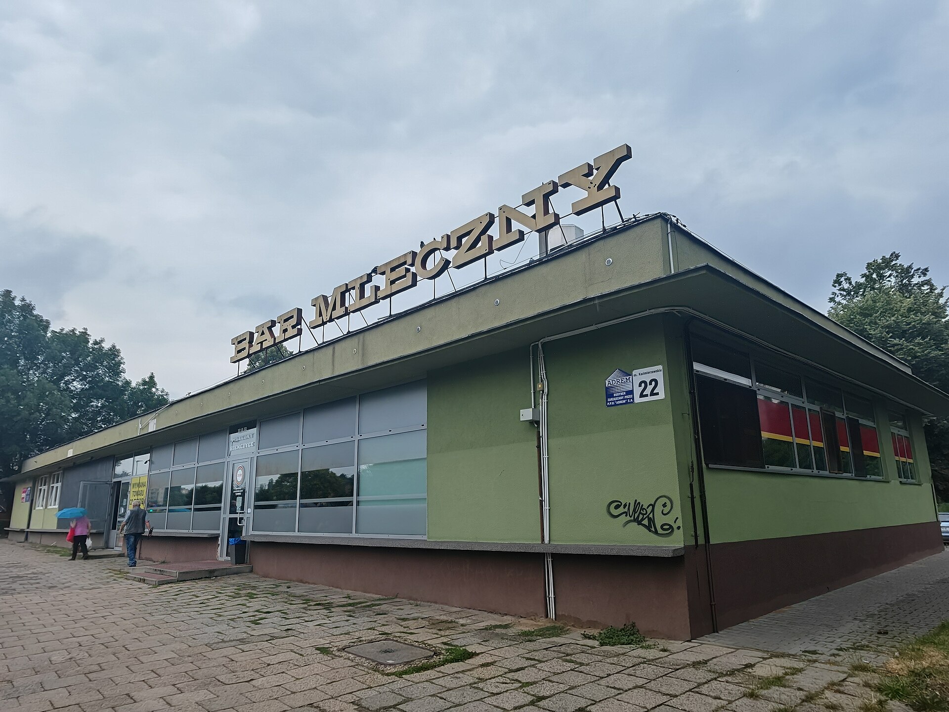 A BAR MLECZNY sign on a milk bar in Kraków